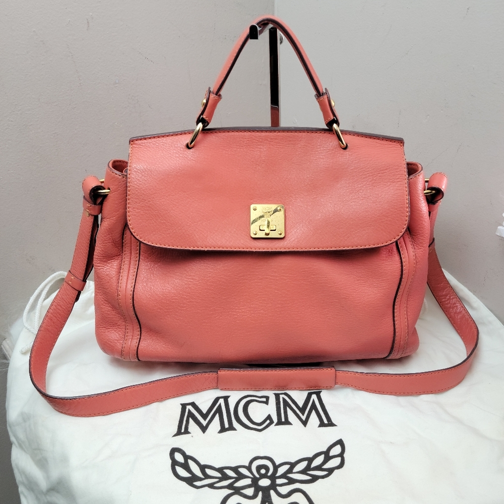 MCM Coral Leather Handbag